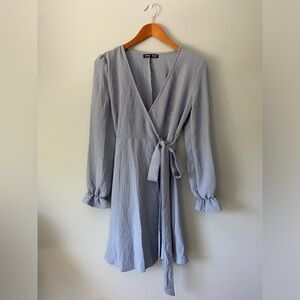 Light Blue Long Sleeve Wrap Dress Size Small